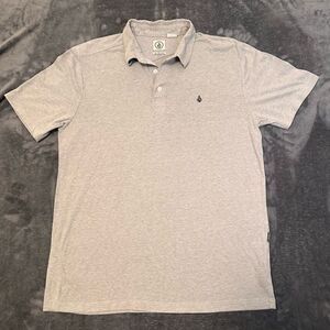 Volcom SS Polo Shirt Mens L Grey Preppy Golf Y2K Grunge‎ Skater